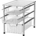 Simple Houseware Stackable 3 Tier Sliding Basket Organizer Drawer, Chrome