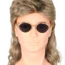 Men's Wigs 70s 80s Wigs for Men Blonde Brown Wavy Curly Mullet Wig Halloween Costume Theme Party Wig