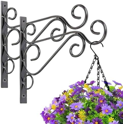 ZEECER Outdoor Hanging Bracket, 10-inch Rust-Proof Metal Plant Bracket, Wall Mount Plant Hangers Outdoor Indoor Hanging Plant Hooks for Hanging Baskets Plant Lantern Bird Feeder 2 Pack
