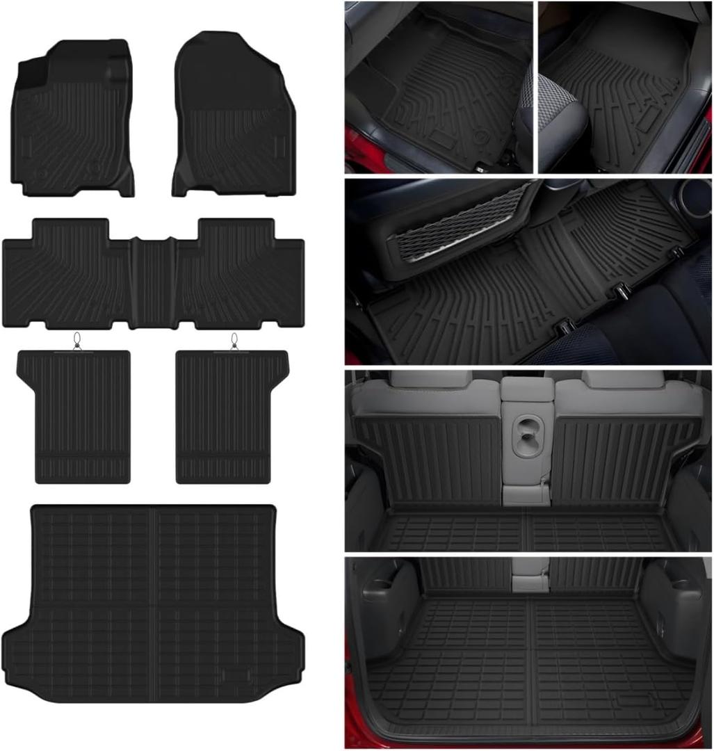RAV4 Floor Mats - Car Mats for Toyota RAV4 2006-2012, All Weather Floor Mats and Cargo Liner with Backrest Mat for RAV4 Accessories, Heavy Duty Rubber Mats, Car Accessories
