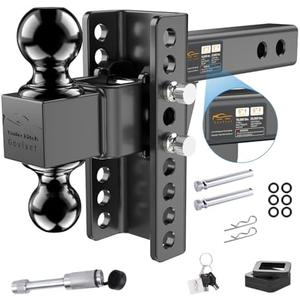 Govlvet Adjustable Trailer Hitch -Drop Hitch (Fits 2.5-Inch Receiver) -Heavy Duty Tow Hitch with 6-Inch Drop/Rise, 2" & 2-5/16" Ball Hitches for Truck (25,000 LBS GTW) -w/Anti-Theft Hitch Locking Pins