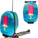 Lascoota Scooter Suitcase - Foldable 2-in-1 Luggage - LED Light Wheels & Lightweight Carry Luggage - Overhead-Ready Carry Suitcase for Kids - Ice Cream, 17.3 x 12.4 x 8.7 in