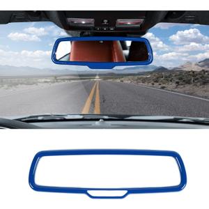 RT-TCZ Rear View Mirror Cover Trim Frame Interior Decoration Accessories for Dodge RAM 2010-2017,for Dodge Challenger 2015-2022,for Dodge Charger 2010-2022,Blue