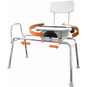 Eagle Health Supplies Sliding Shower Chair Tub Transfer Bench with Cut-Out Seat, FSA/HSA Eligible, Height Adjustable Shower Benches, Inside Shower, Swivel Shower Chair for Elderly and Disabled, 77663