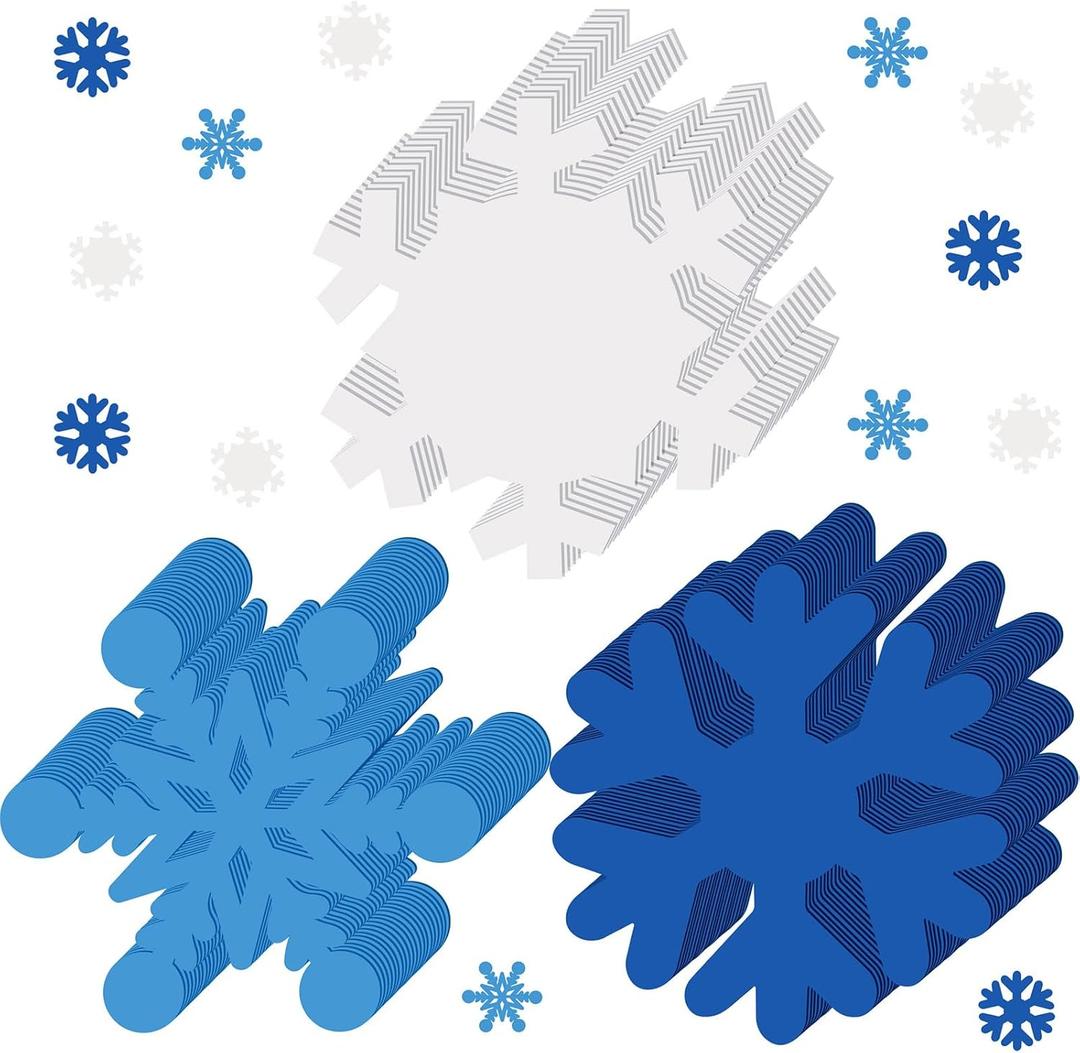 Anglechic 72 Pcs Foam Snowflake Bulk Winter Large 6 Inch Bulletin Board Cutouts Decorative Snowflakes for Crafts DIY Favors(Blue)
