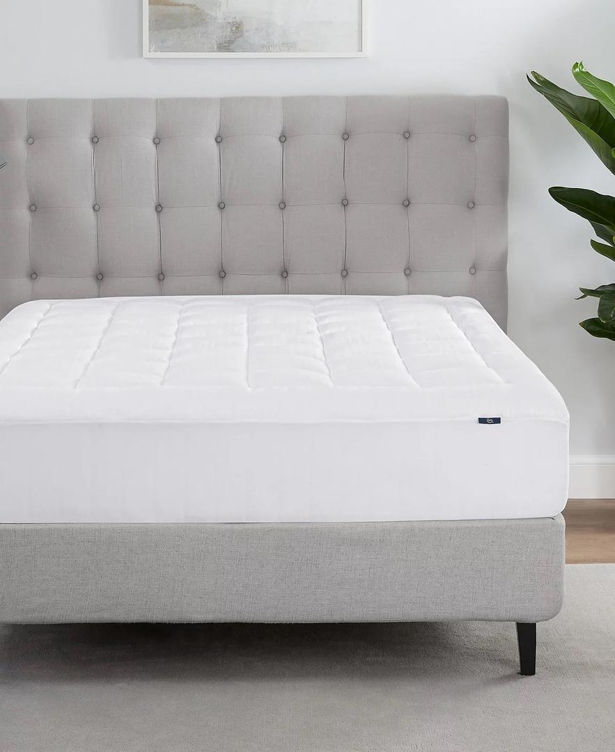 Serta ComfortSure Queen Mattress Cover, Fitted Pillow Top Mattress Pad, Super Soft and Breathable Quilted Cotton Protector with 18" Elastic Deep Pockets for Secure Fit, White