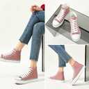Iarus High Top Sneakers for Women White Canvas Comfortable Shoes for Women Walking Casual Sneakers Tennis Shoes（Magenta07）