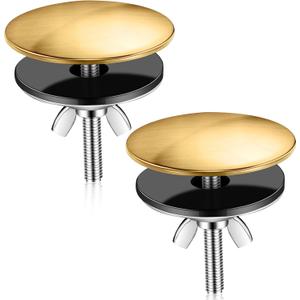 LEIFIDE 2 Pcs 2 Inch Kitchen Sink Hole Cover Faucet Hole Cover Stainless Steel Kitchen Sink Tap Plate Stopper Blanking Metal Plug (Antique Gold)