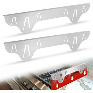 2 Pack Stove Gap Covers, 316 Stainless Steel, Length 23.5"-47" by puxyblue,Oven Gap Filler Between Stovetop and Counter, Microwave and Range Trim Kit, Heat Resistant Silver