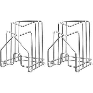 2 Pack Pot Lid Organizer Cutting Board Holder Inside Cabinet 304 Stainless Steel Pots and Pan Organizer Under Cabinet Pot Cover Cookie Sheet Bakeware Serving Tray Cooling Rack Stand Kitchen Countertop