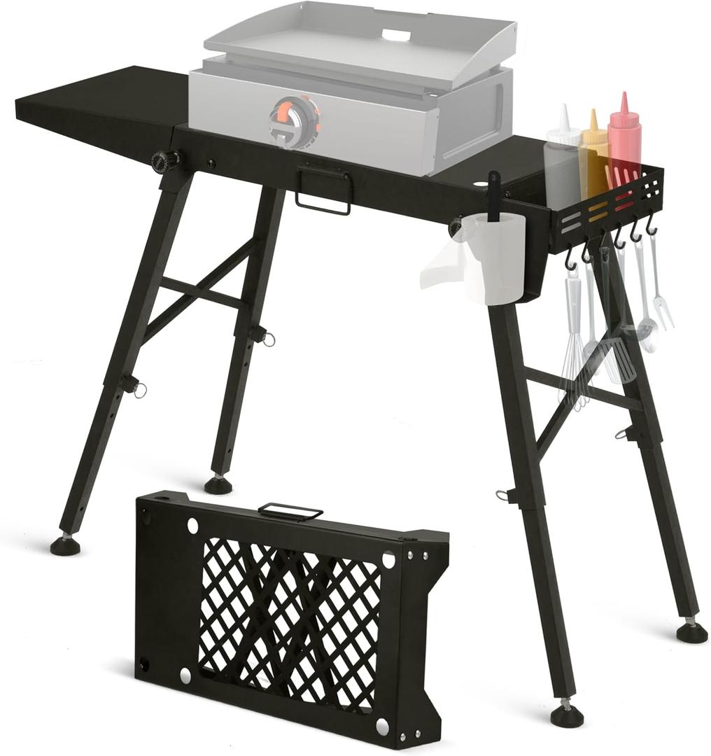 Griddle Stand for Blackstone Griddle Table Fits Blackstone Table Top Grill 17 Inch and 22 inch Portable with Folding and Height Adjustable Legs
