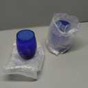 Stemless Drinkware Set of 2 Cobalt Blue Hand Blown Wine Glasses, 16oz.