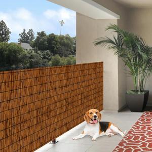 Natural Bamboo Reed Fence, 2 Pack 4FT x 16.4FT,Bamboo Privacy Screen for Garden, Decorative Fence for Outdoor Privacy Screening, Sun Blocking, Decorative Divider, Brown