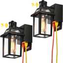 Yisuro Porch Lights with GFCI Outlet, Dusk to Dawn Motion Sensor Outdoor Light, 3 Lighting Modes Exterior Fixture, Outside for House Front Door Patio Garage(2 Pack Black)