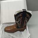 DREAM PAIRS Boys Girls Cowboy Boots Toddler Mid Calf Western Boots Square Toe Riding Boots for Kids (3 Little Kid, Black/Brown)