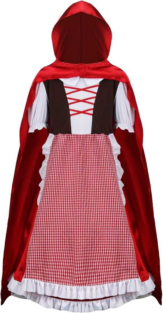 Little Red Riding Hood Costume Dress Cape Cloak Outfit Girls Kids Halloween Cosplay Party Fancy Dress Up Props (110 (3-4 years))