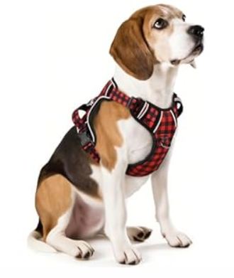 HEELE Dog Harness, No Pull Adjustable Padded Reflective Harness for Small Medium Large Dogs with Handle for Walking Training, Black, M