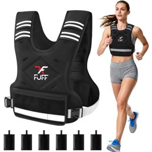 FUFF Weighted Vest Woman, 4-10/11-20/20-32 Lb Adjustable Weight Vest for Women Men, Female Strength Training Body Vest for Walking Exercise Running Workout (Black)
