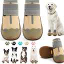 Dog Boots for  Dog Boots & Paw Protectors for Hardwood Floors, Outdoor Dog Booties for Hot Pavement Winter Snow Hiking, Dog Shoes with Reflective Strips (Width 1.96 Inch, Light Khaki)Size 4