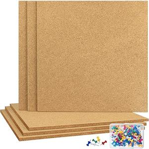 TUPARKA 6 Pack Cork Board 12"x12" - 1/4" Self-Adhesive Corkboards With 100 Push Pins, Bulletin Boards, Square Cork Tiles for Wall, Home, School, Office Decorative