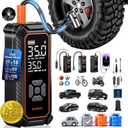 OlarHike Tire Inflator Portable Air Compressor, 150PSI Dual Power - 6000mAh & 12V DC, Cordless Air Pump for Car Tires, Bike, Motorcycle, Balls with LED & Digital Pressure Gauge, Auto ShutOff (6000mAh (Car&SUV&Light Pickup Truck))