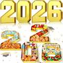 Mooliwe 4 Pcs 2026 Graduation Fillable Numbers for Charcuterie Class of 2026 Cardboard Number Grad Charcuterie Board Serving Trays Graduation Food Box for Tray Party Supplies(Gold)
