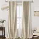 Beige Blackout Linen Curtains 92 inch Length 2 Panels for Living Room Oatmeal Pleated Black Out Drapes Farmhouse Rustic Room Darkening Total Blackout Window Curtain Panels Bedroom 92 inches Long
