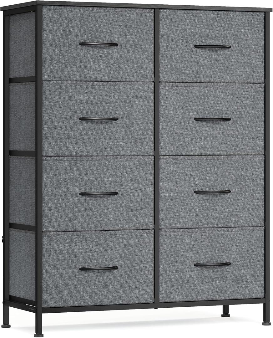 SONGMICS Dresser for Bedroom, Tall Dresser with 8 Fabric Drawers