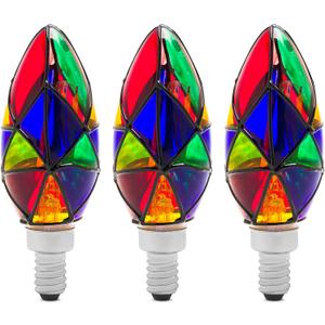 3 Pack LED Stained Glass Light Bulb E12 LED Bulb 2W (25W Equivalent) Candelabra Base Painted Night Light Mosaic Light Bulb Party Stainglass - Tiffany Light Bulbs