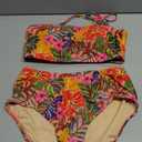 Herseas Women's High Waisted Bikini Sets One Shoulder Floral Print Swimsuits 2 piece Tummy Control Bathing Suits, Size L