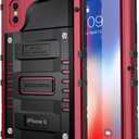 2 x seacosmo Waterproof Case for Phone X Built in a Screen Protector, 360 Full Body Protective Cover, Military Grade Rugged Heavy Duty Shell, Shockproof Drop Resistant Defender, Red