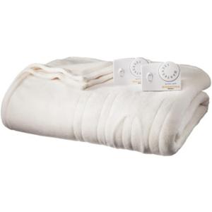 BIDDEFORD BLANKETS Comfort Knit Electric Heated Blanket with Analog Controller, Queen, Natural