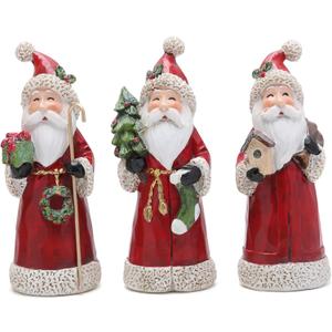 Hodao Santa Claus Decorative Figurine - Home Decor - Autumn Thanksgiving - Handcrafted - Perfect Choice for Christmas Home Decor and Indoor Holiday Display(3 PCS) (Red)