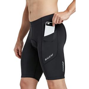 baleaf Men's Padded Bike Shorts Cycling Road Biking Riding Bicycle Cycle Wear Pockets UPF 50+ MTB Accessories Tights (Large)