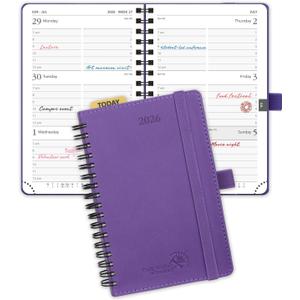 POPRUN Pocket 2026 Planner (Small Size- 4'' x 6.25'') Weekly and Monthly for Purse - Calendar 2026 (Jan. 2026 - Dec.2026) with Soft Cover, Plastic Ruler - Purple