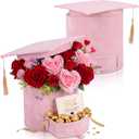 Supervitae 2 Pack 2026 Graduation Cap Flower Gift Boxes Class of 2026 Graduation Hat Box, 7 x 6.5 in Empty Container Gift Box for Grad Ceremony Party Activities Celebrations(Round,Pink)