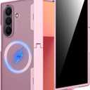 Miimall Magnet Case for Samsung Galaxy Z Fold 7, Built in Kickstand [Privacy Screen Protector] [Magnetic Hinge Protection] Military Grade&Wireless Charging Cover for Galaxy Z Fold 7 2025, Pink