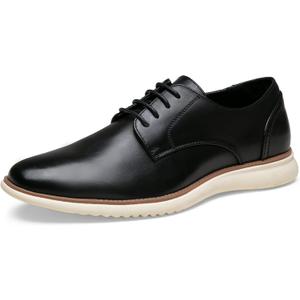 Jousen Men's Dress Shoes Brogue Formal Lace Up Oxfords Shoes (10, Black-733)