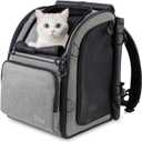 Premium Dog & Cat Carrier Backpack for Travel, Hiking & Vet Visits - Solid Durable Pet Backpack with Breathable Mesh, Safety Strap, Anti-Anxiety Curtain & Storage Pockets, Gray