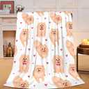 Pomeranian Blanket Super Cozy Soft Throw Warm Plush Fluffy Dog Stuff Gifts for Women Girls Fleece Flannel Gift for Kids Adults 50"X40"
