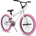 JOYSTAR Brockway Freestyle Kids BMX Bikes 20" 24" Kids Bicycles for 6-14 Years Old Boys Girls and Beginner-Level Riders 2 Pegs Multiple Colors (White)