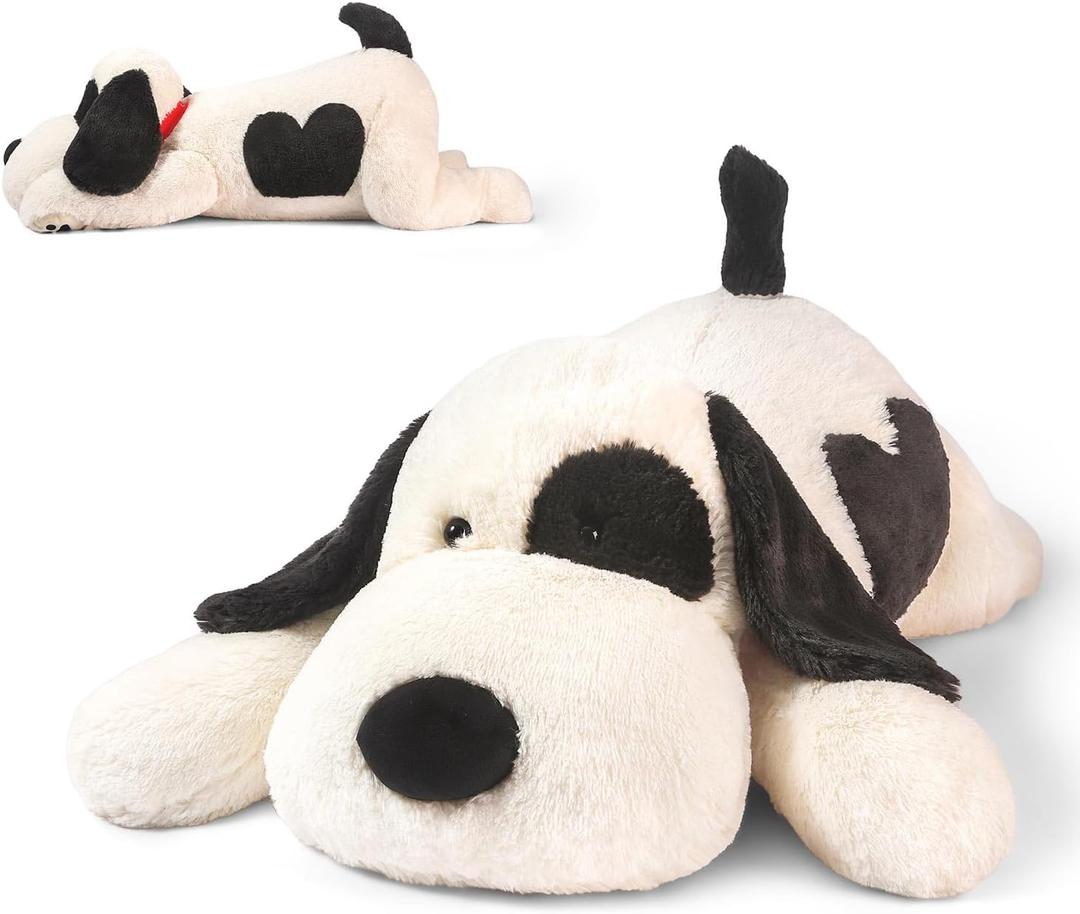 Dog Weighted Stuffed Animals,30 Inch 5.5 lbs Weighted Plush Animals,Giant Puppy Plush Pillow Toy, Gifts for Kids, Boys and Girls Adults (30" 5.5lbs) (Large, Black & White)