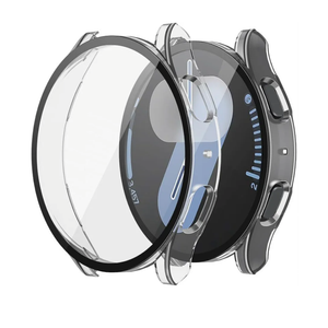 Misxi 2-Pack Hard PC Screen Protector Case for Samsung Galaxy Watch 7 44mm, Anti-Slip Ultra-Thin Scratch Resistant Cover with Tempered Glass for Galaxy Watch7, Transparent