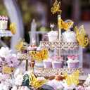 2 x 96 Pcs Butterfly Decorations 3 Sizes 4 Styles 3D Butterfly Wall Decor Party Decorations Butterflies for Crafts Birthday & Wedding Celebrations Cake Decorating Balloons Removable Stickers Gold