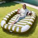 Pool Wave Inflatable Pool Lounger Floats, 80" x 66" Large Tanning Bed for Adult Kids, Outdoor Sun Bathing Floating Blow up Raft W/Pillow, Spray Water Mat, Summer Beach Lake Family Party Gift - Green