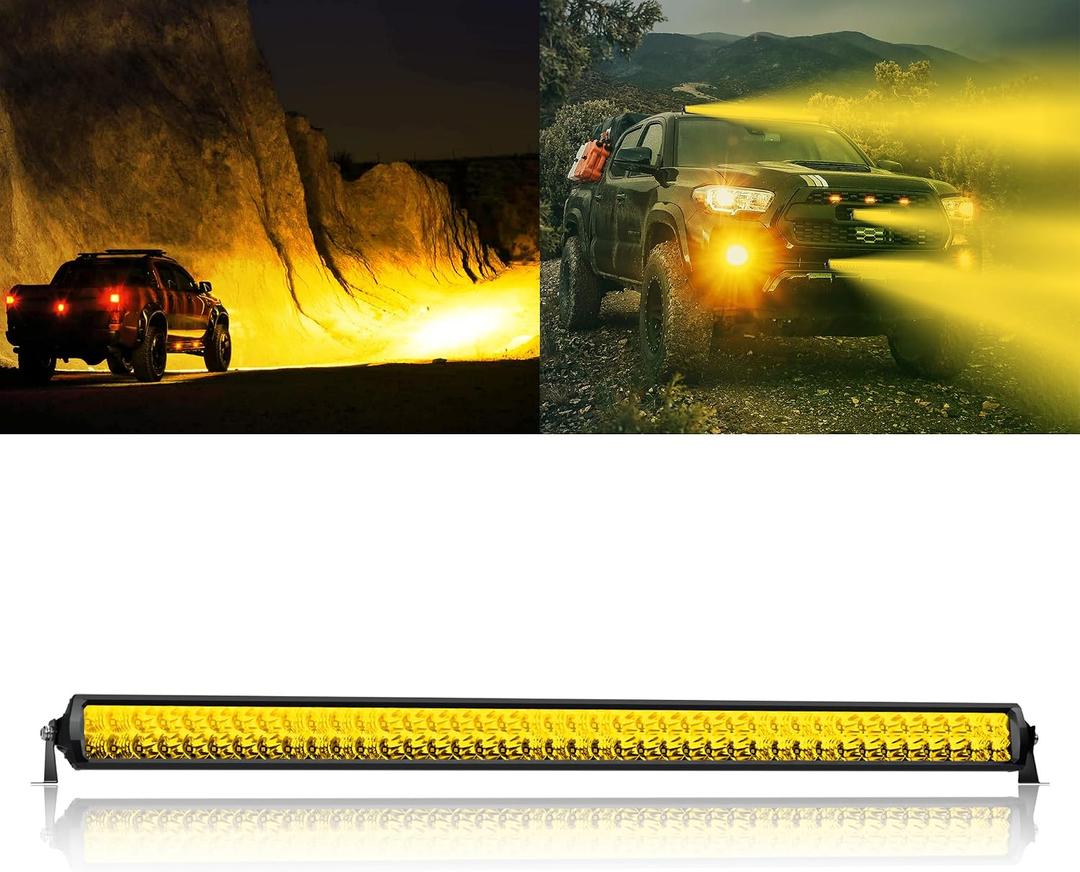 Amber LED Light Bar 42 Inch Double Row Super Bright Spot Flood Combo LED Work Light Driving Fog Lamp for Pickup 4x4 Off Road Truck ATV UTV SUV Boat 9-36V 400 W IP68 & IP69K Waterproof