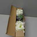 Artificial Geranium Flowers for Outdoors, 6 Bundles Realistic Silk Fake Geranium, No Fade Faux Plants for Hanging Baskets, Window Boxes, Pots - Porch, Patio, Balcony Decor(White)