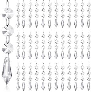 Nuenen 100 Pcs Hanging Crystals for Centerpieces Acrylic Chandelier Garland Beads Strands Prism Decorations Clear Teardrop Chandelier Crystals Pendant Wedding Home Garden Outdoor Ornaments(Icicle)