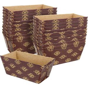 100 Pcs Mini Paper Loaf Pans Disposable Paper Loaf Pans for Baking, Microwave Oven Freezer Safe Corrugated Paper Baking Pans for Bread Baking