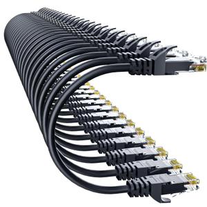 Cat 6 Ethernet Cable 1FT (24Pack), Cat6 Ethernet Patch Cable 10Gbps, High-Speed UTP Cat6 Network Cable Pure Copper, Cat 6 Cable for Home and Office Network, Black